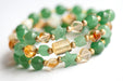 Fierce Joy bracelet set with Citrine hexagonal focal bead and Green Aventurine cubes.