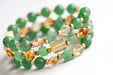 Fierce Joy bracelet set with Citrine hexagonal focal bead and Green Aventurine cubes.