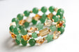 Fierce Joy bracelet set with Citrine hexagonal focal bead and Green Aventurine cubes.