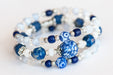 Winter Sky bracelet set with Lapis Lazuli and fused glass bead focal