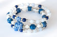 "Winter Sky bracelet set with Lapis Lazuli and fused glass bead focal."
