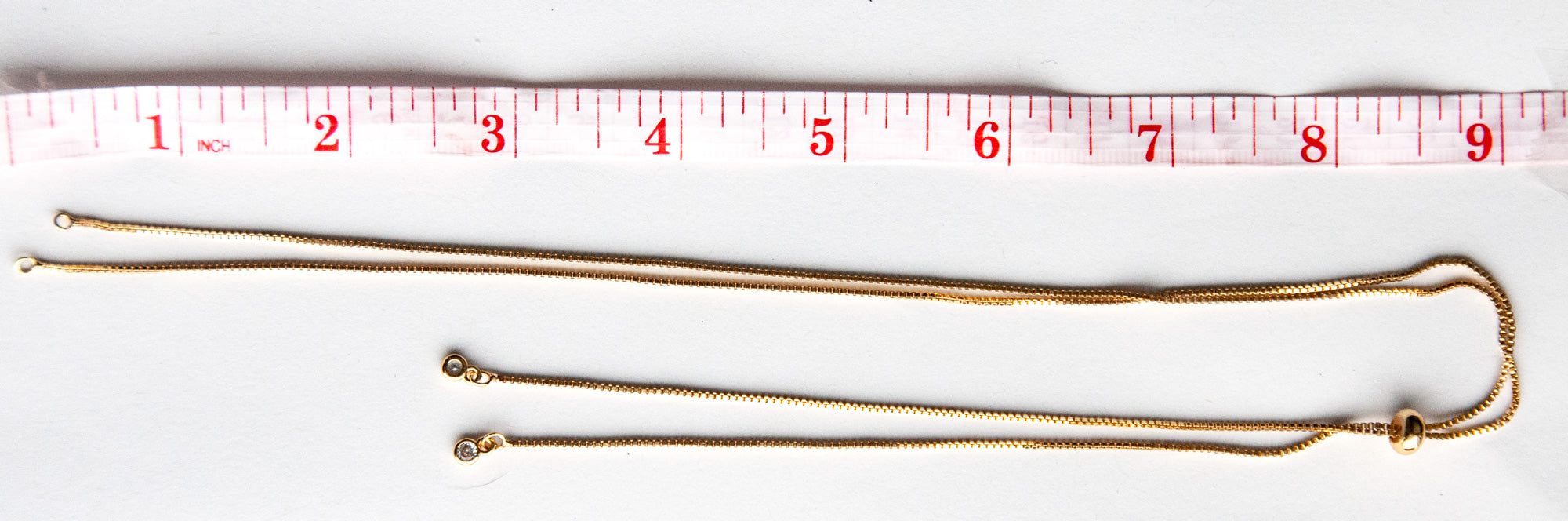 Adjustable Box Chain with Slider & Crystal Ends