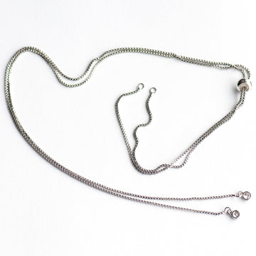Adjustable Box Chain with Slider & Crystal Ends