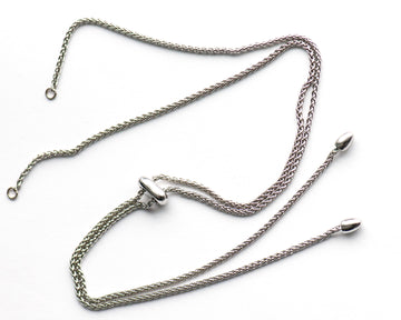 Rhodium Plated Adjustable Wheat Chain Necklace