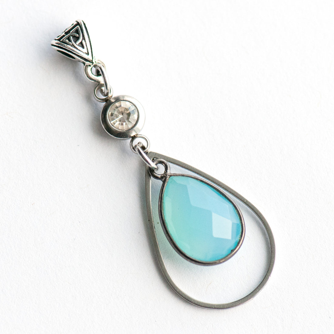 Tidal Lynx - Blue Chalcedony Teardrop Pendant