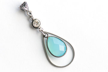 Tidal Lynx - Blue Chalcedony Teardrop Pendant