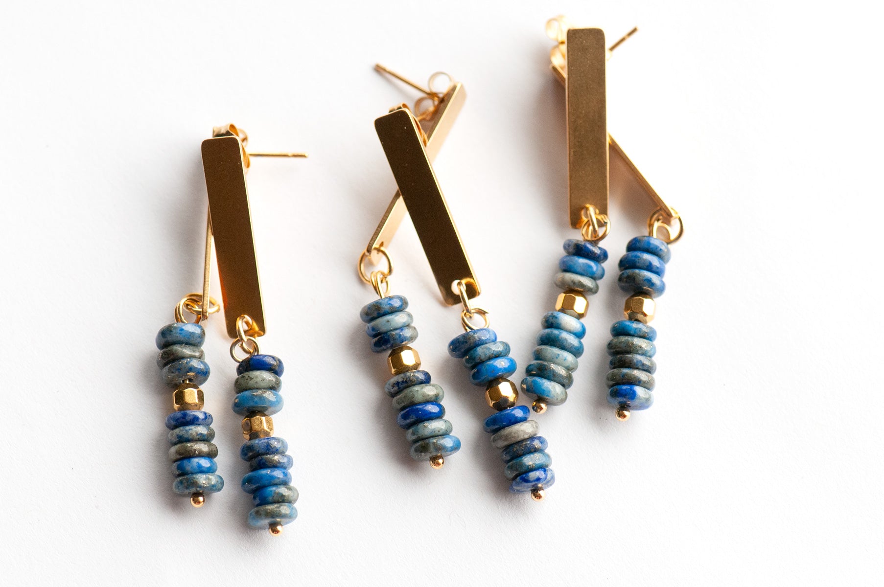 Golden Drop Gemstone Earrings