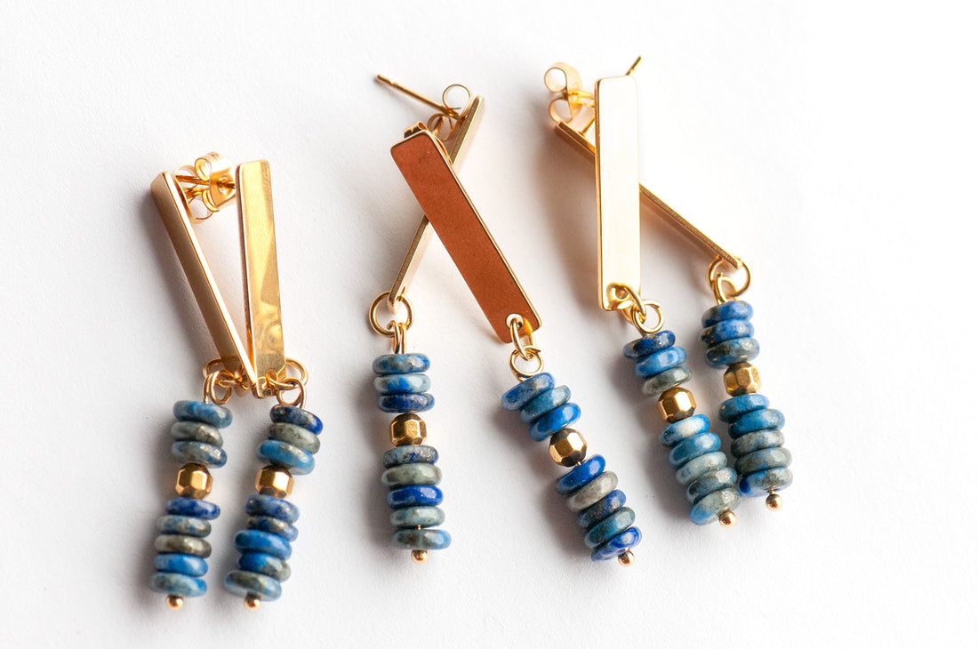 Golden Drop Gemstone Earrings
