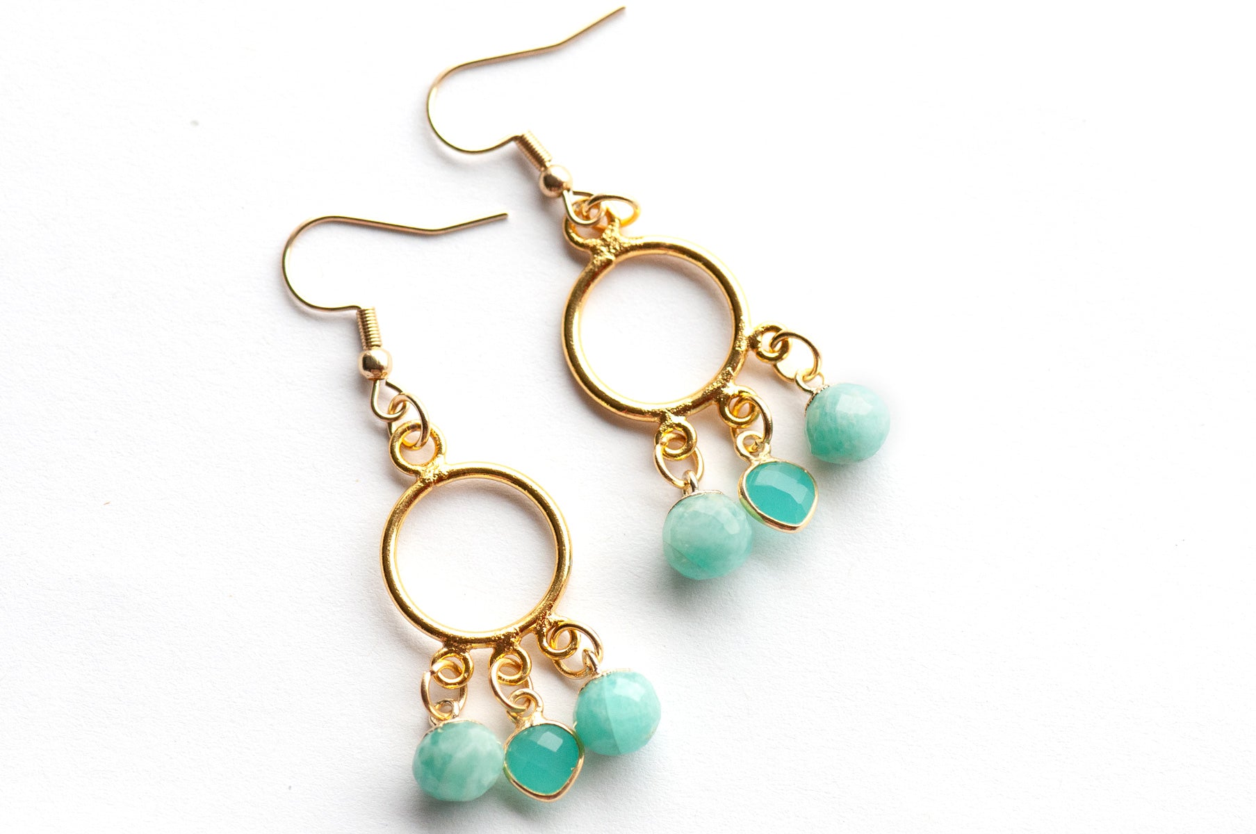 Sea Whisper – Amazonite & Chalcedony Earrings