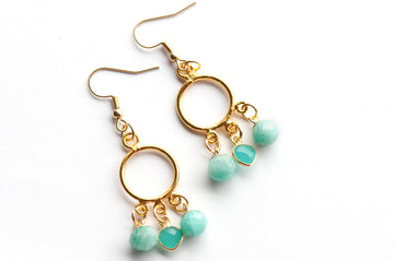 Sea Whisper – Amazonite & Chalcedony Earrings