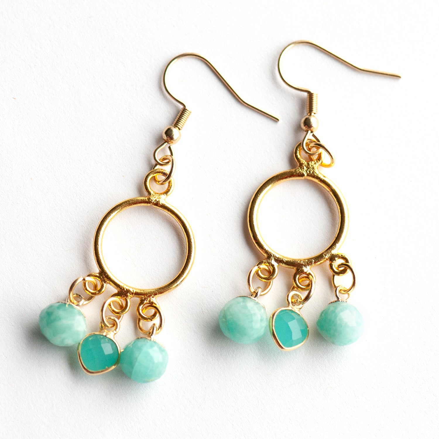 Sea Whisper – Amazonite & Chalcedony Earrings