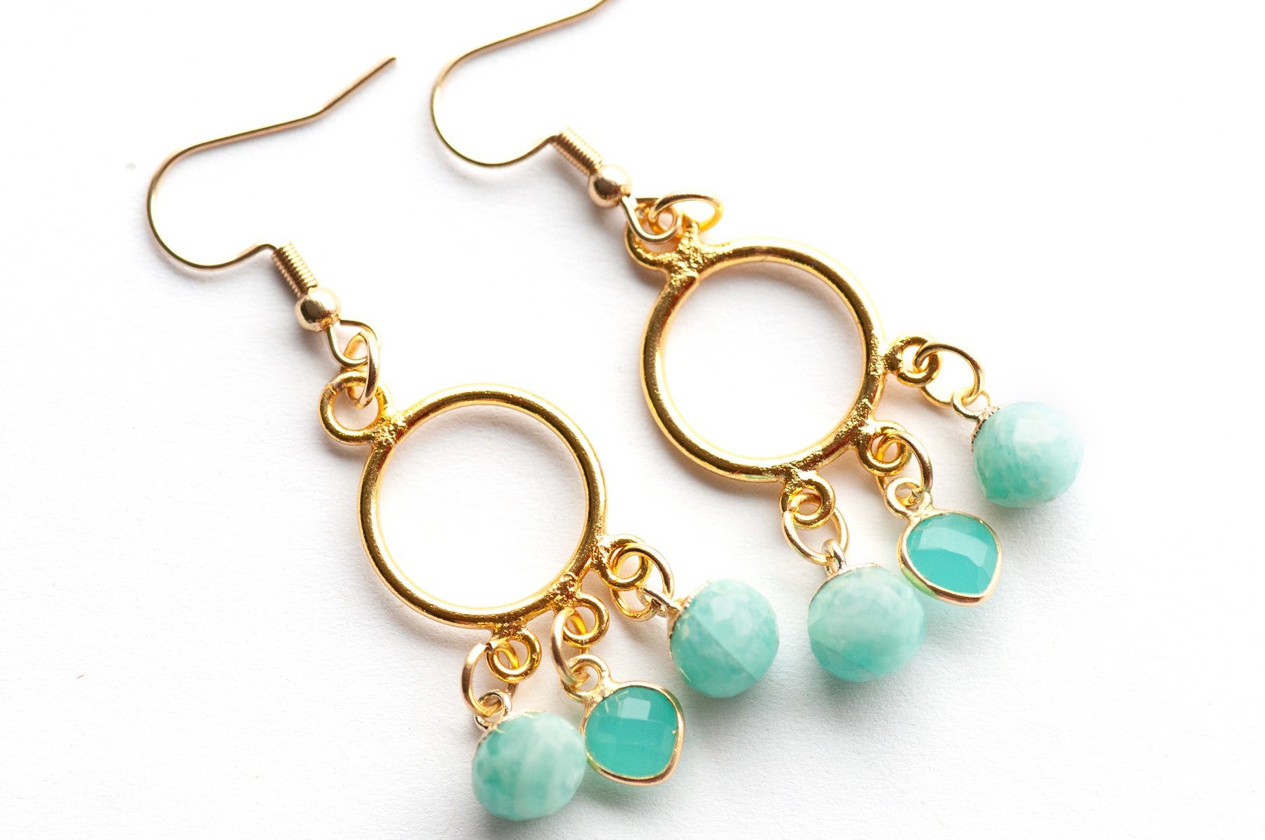 Sea Whisper – Amazonite & Chalcedony Earrings
