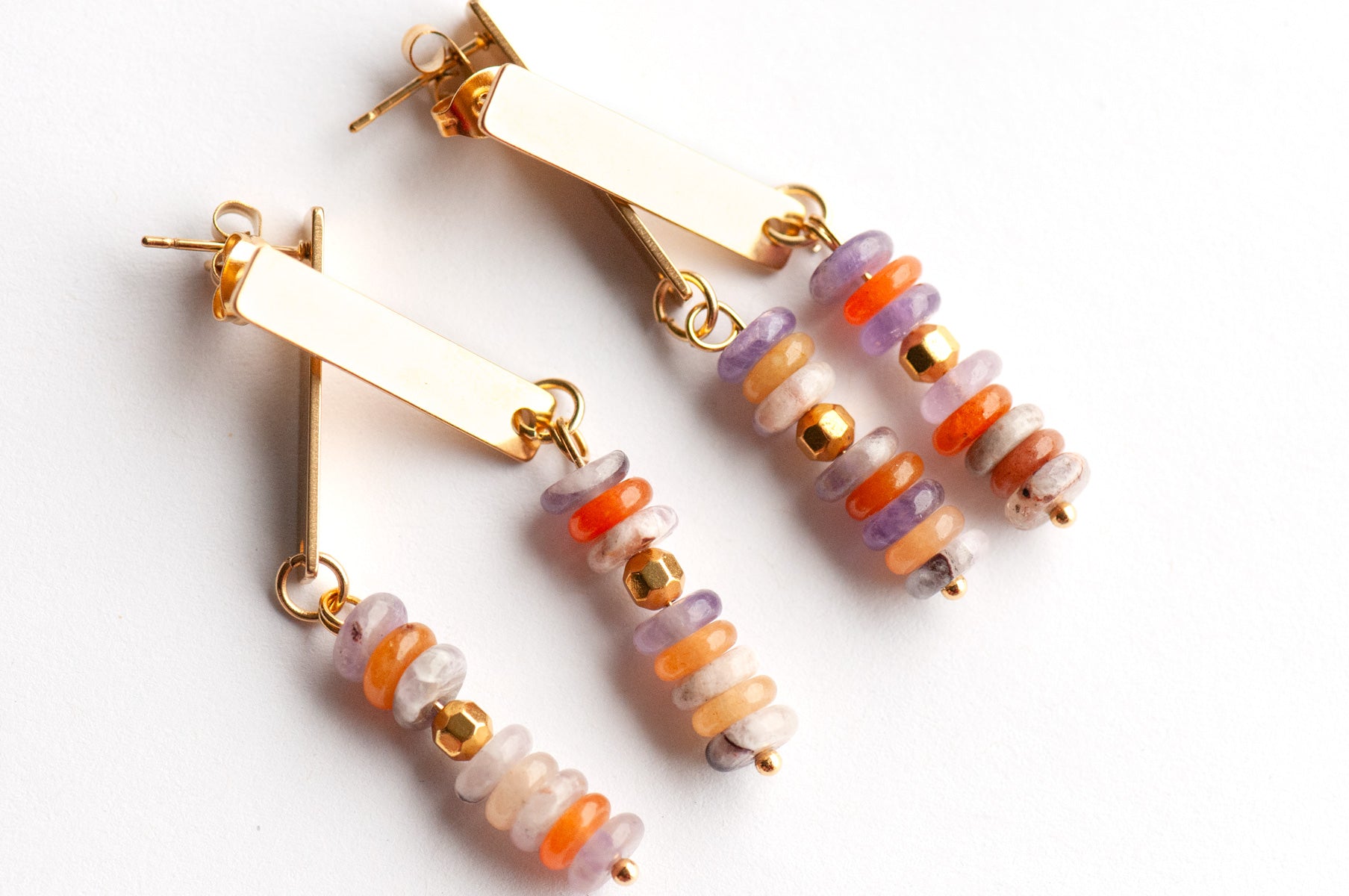 Golden Drop Gemstone Earrings