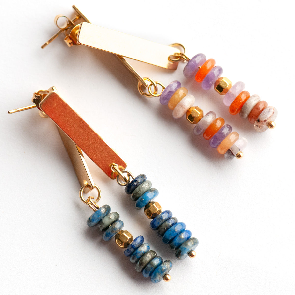 Golden Drop Gemstone Earrings