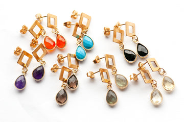Golden Prism – Faceted Gemstone Drop Earrings
