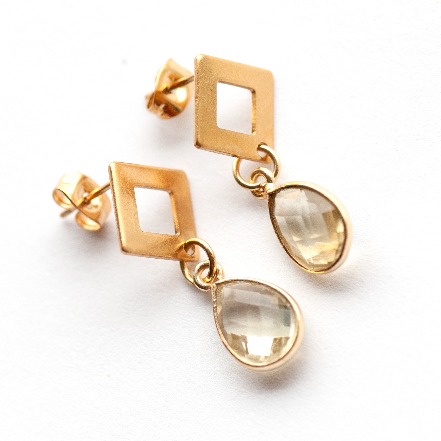 Golden Prism – Faceted Gemstone Drop Earrings