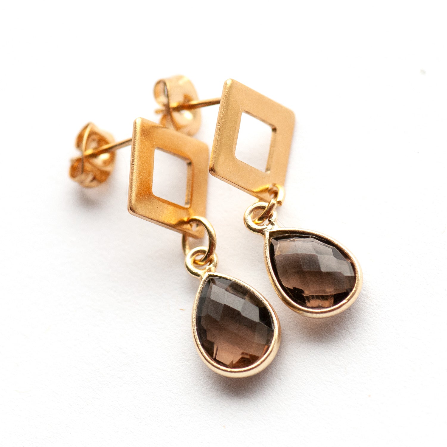 Golden Prism – Faceted Gemstone Drop Earrings