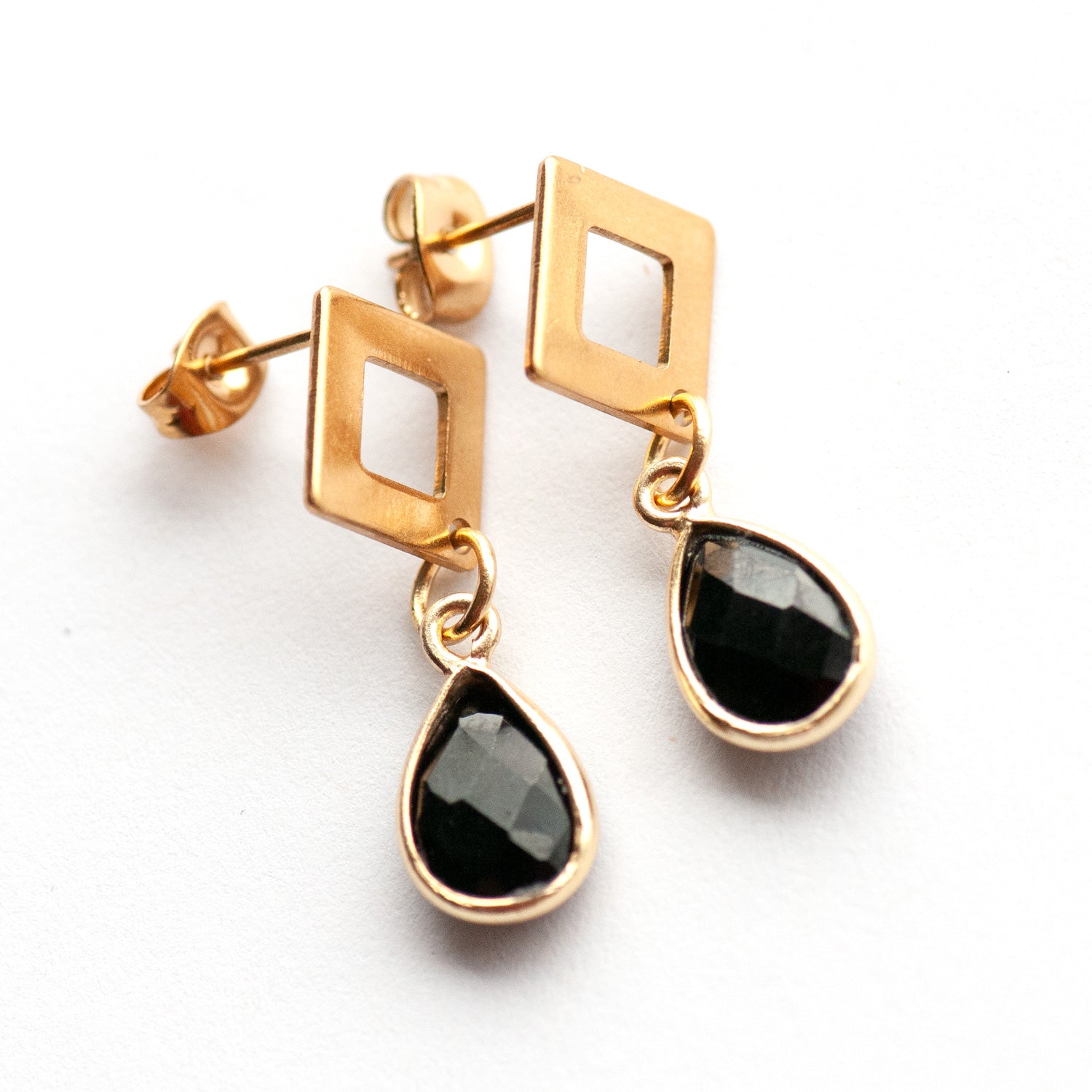 Golden Prism – Faceted Gemstone Drop Earrings