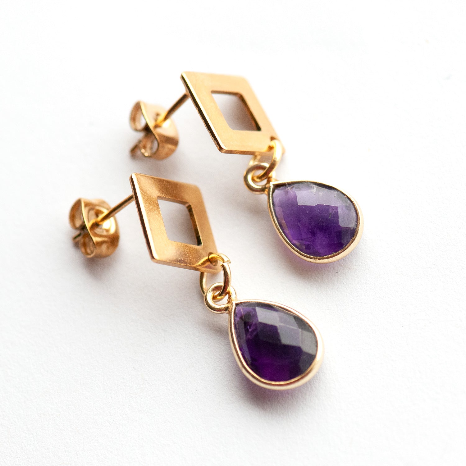 Golden Prism – Faceted Gemstone Drop Earrings