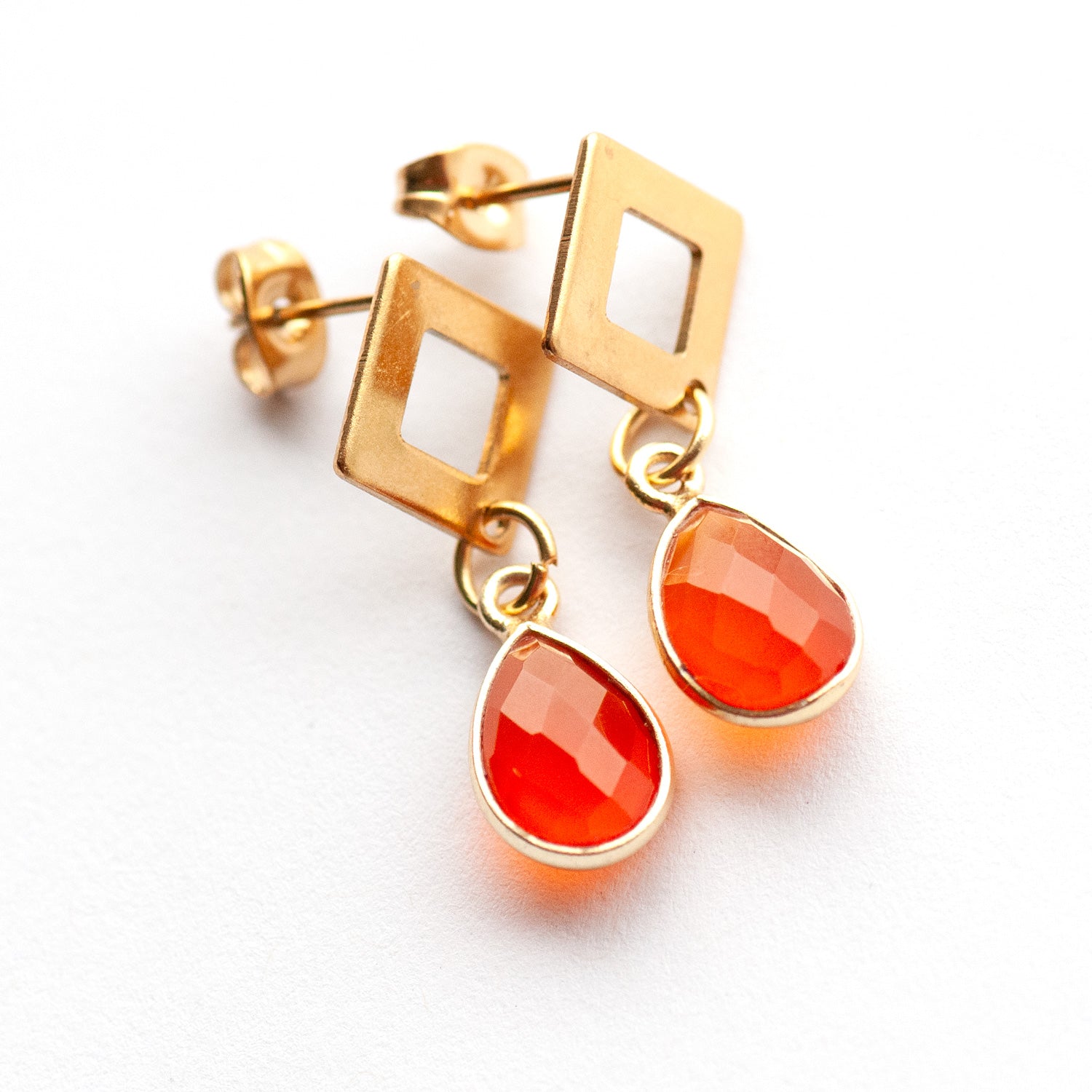 Golden Prism – Faceted Gemstone Drop Earrings
