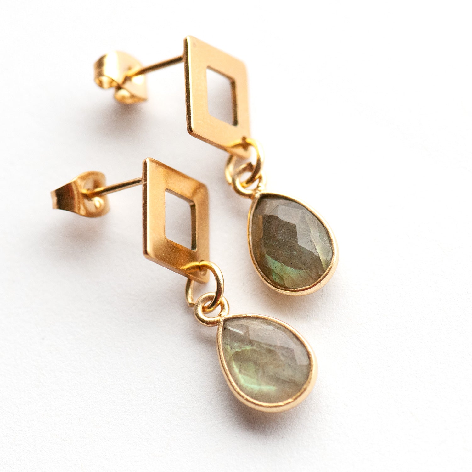 Golden Prism – Faceted Gemstone Drop Earrings