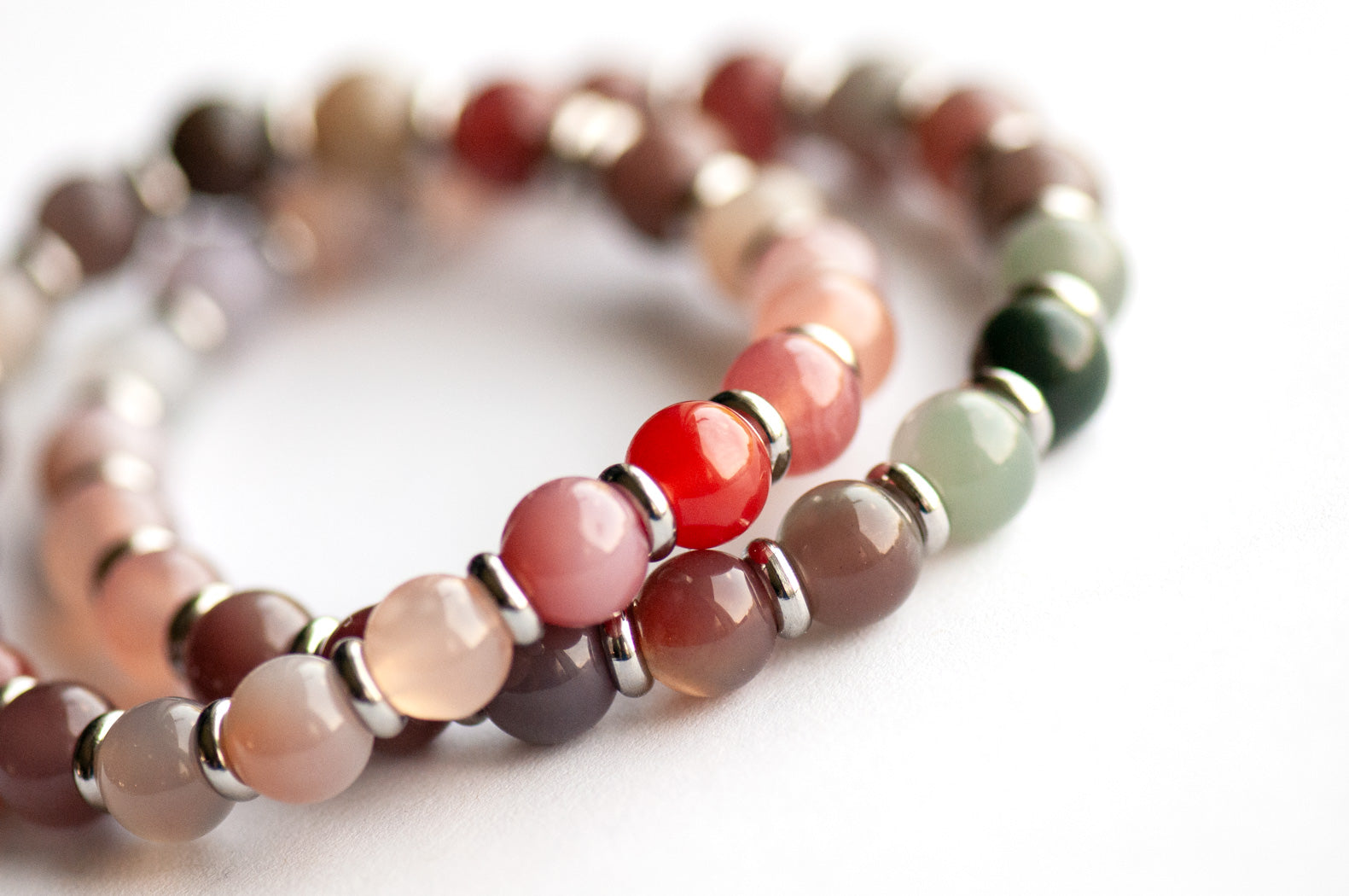 Pair of Phantom Agate Ombre bracelets stacked together