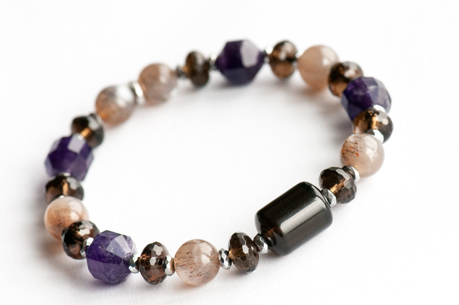 Chocolate Moonstone and Smoky Quartz Focal Bracelet