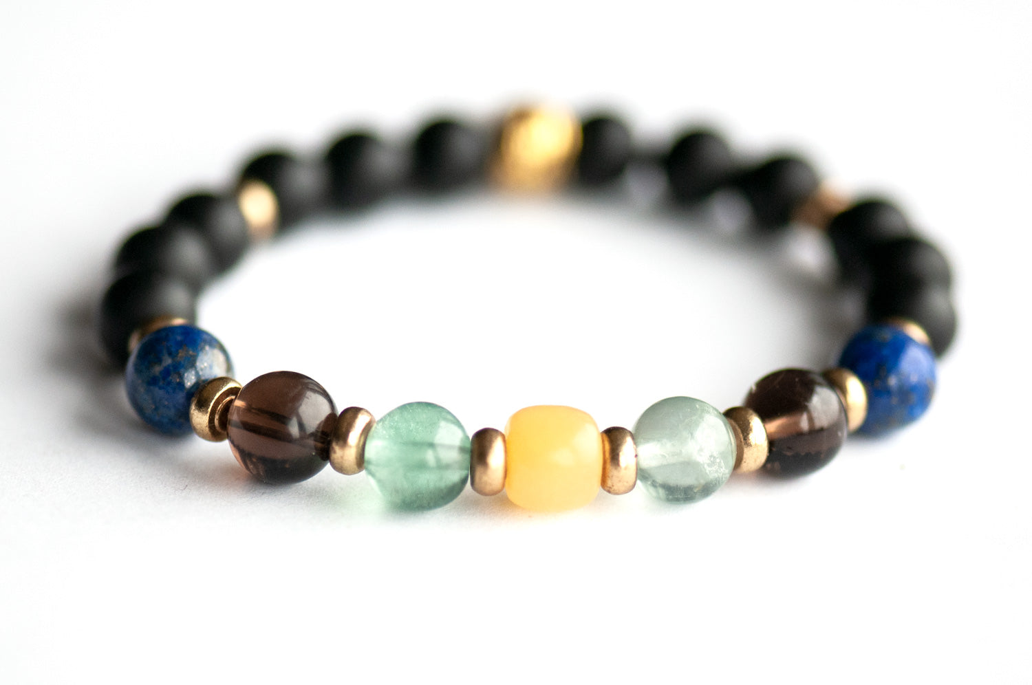 Crystal bracelet for concentration with Lapis Lazuli and Smoky Quartz