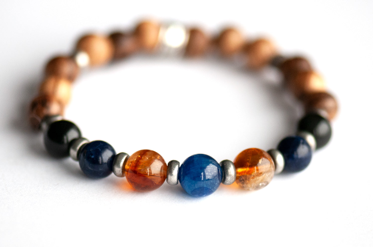 Crystal bracelet for positivity and drive with Sodalite and Obsidian