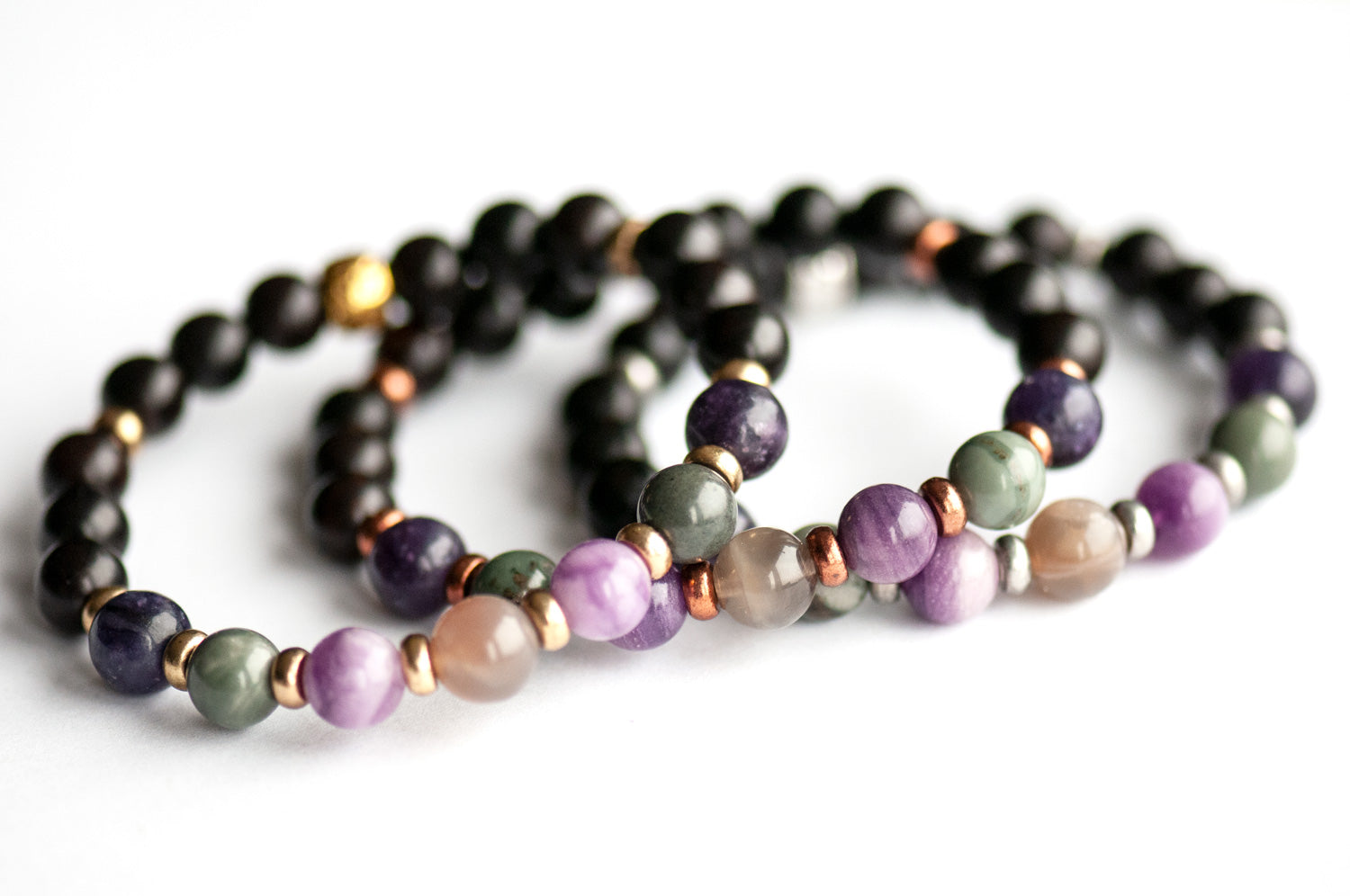 Fierce Calm Bracelet with Moonstone and Lepidolite – anti-anxiety crystal bracelet