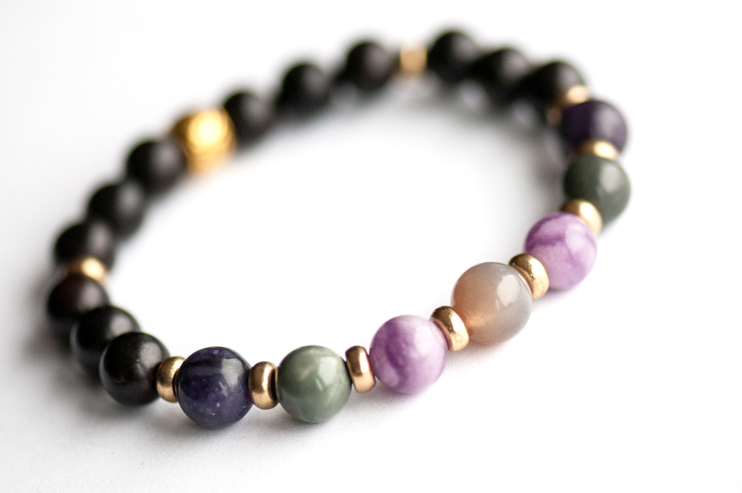 Crystal bracelet for calm and stress relief with Fluorite and Jasper