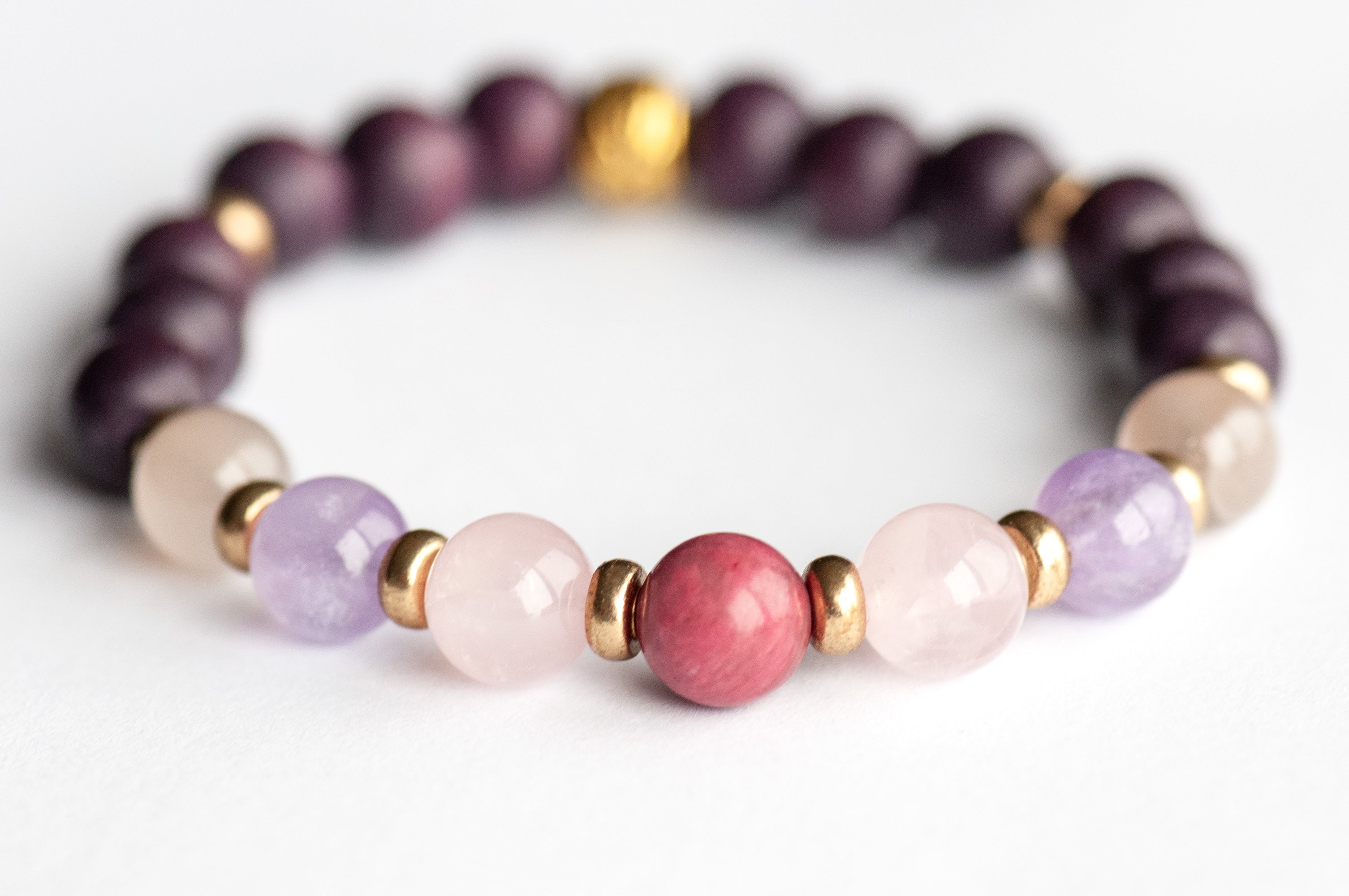 Handmade Fierce Grace gemstone bracelet with gold-plated accents, handcrafted in Canada