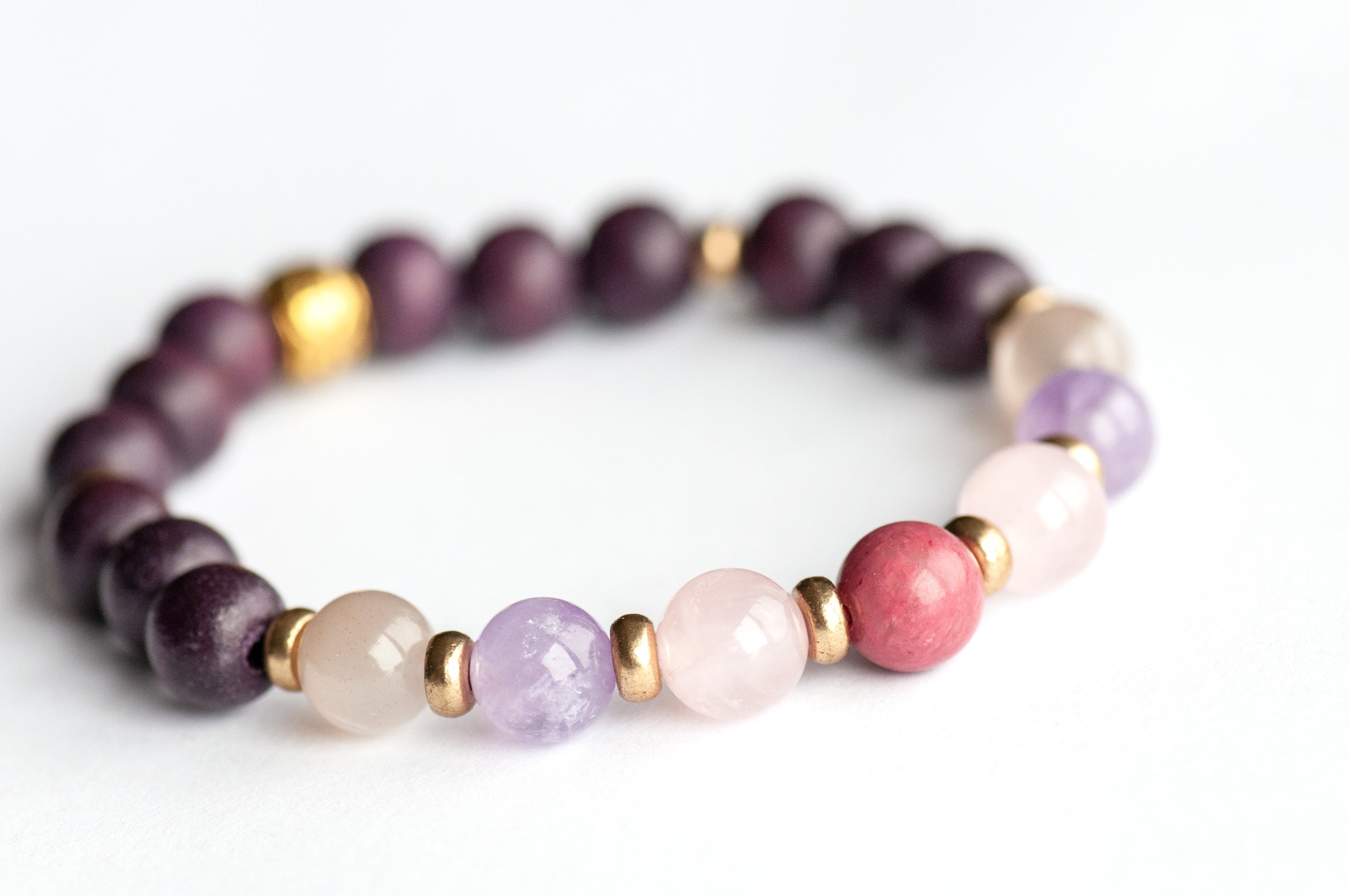Handmade Fierce Grace gemstone bracelet with gold-plated accents, handcrafted in Canada