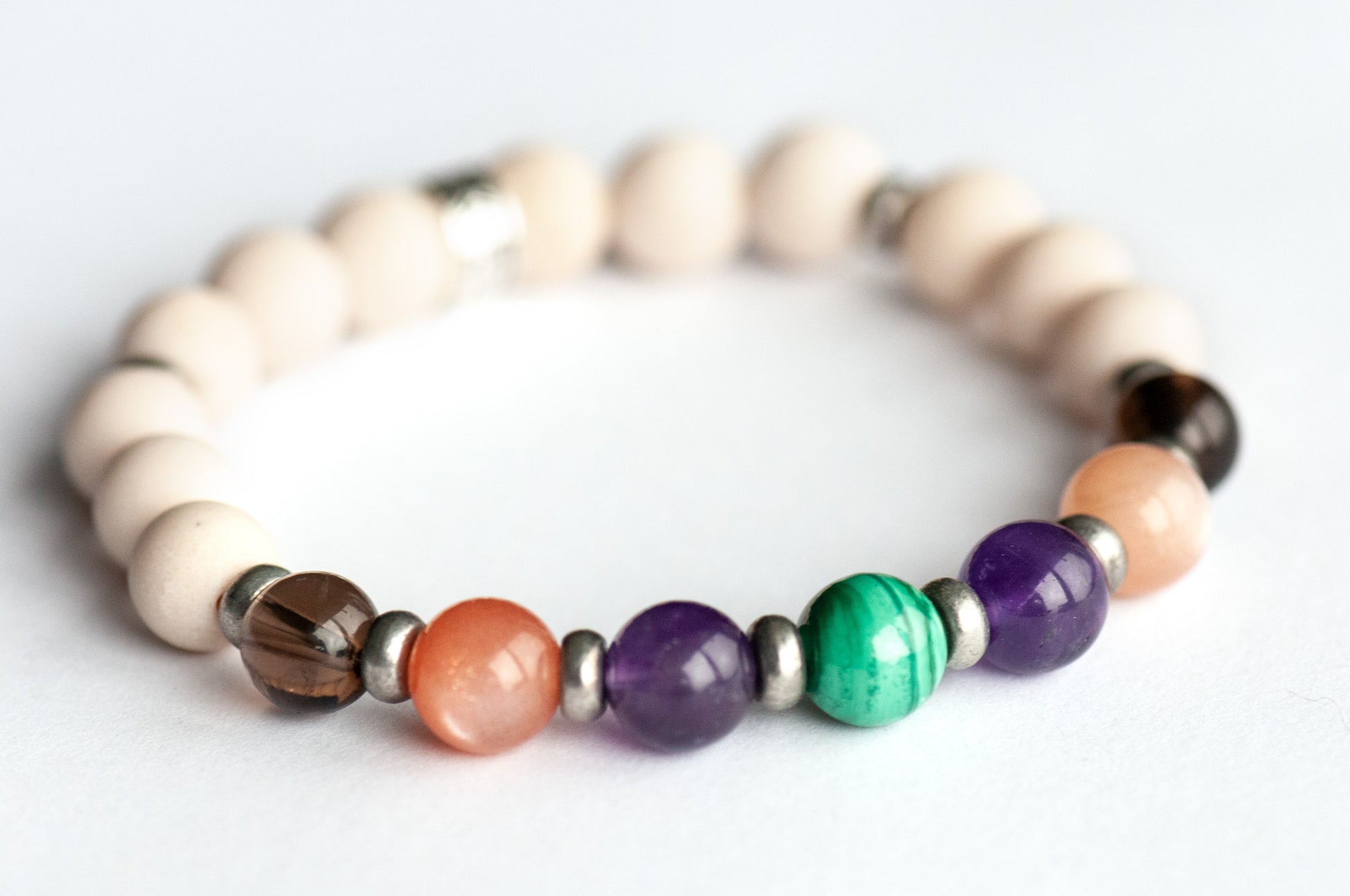 Moonstone and Riverstone bracelet symbolizing balance and natural rhythm