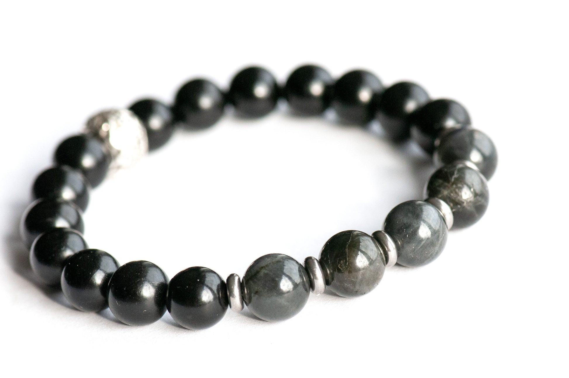 Jet and Labradorite grounding and transformation bracelet