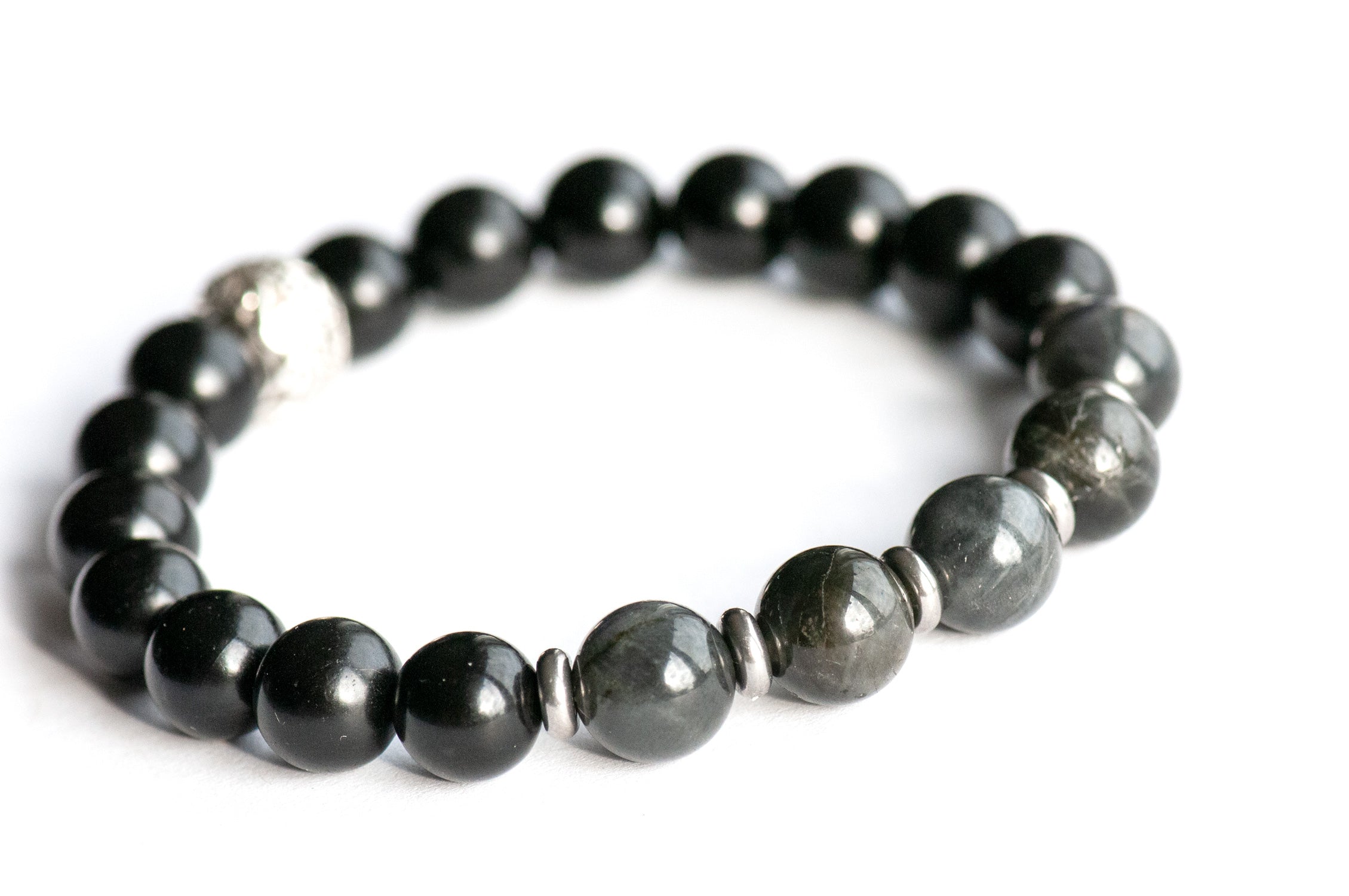 Jet and Labradorite grounding and transformation bracelet