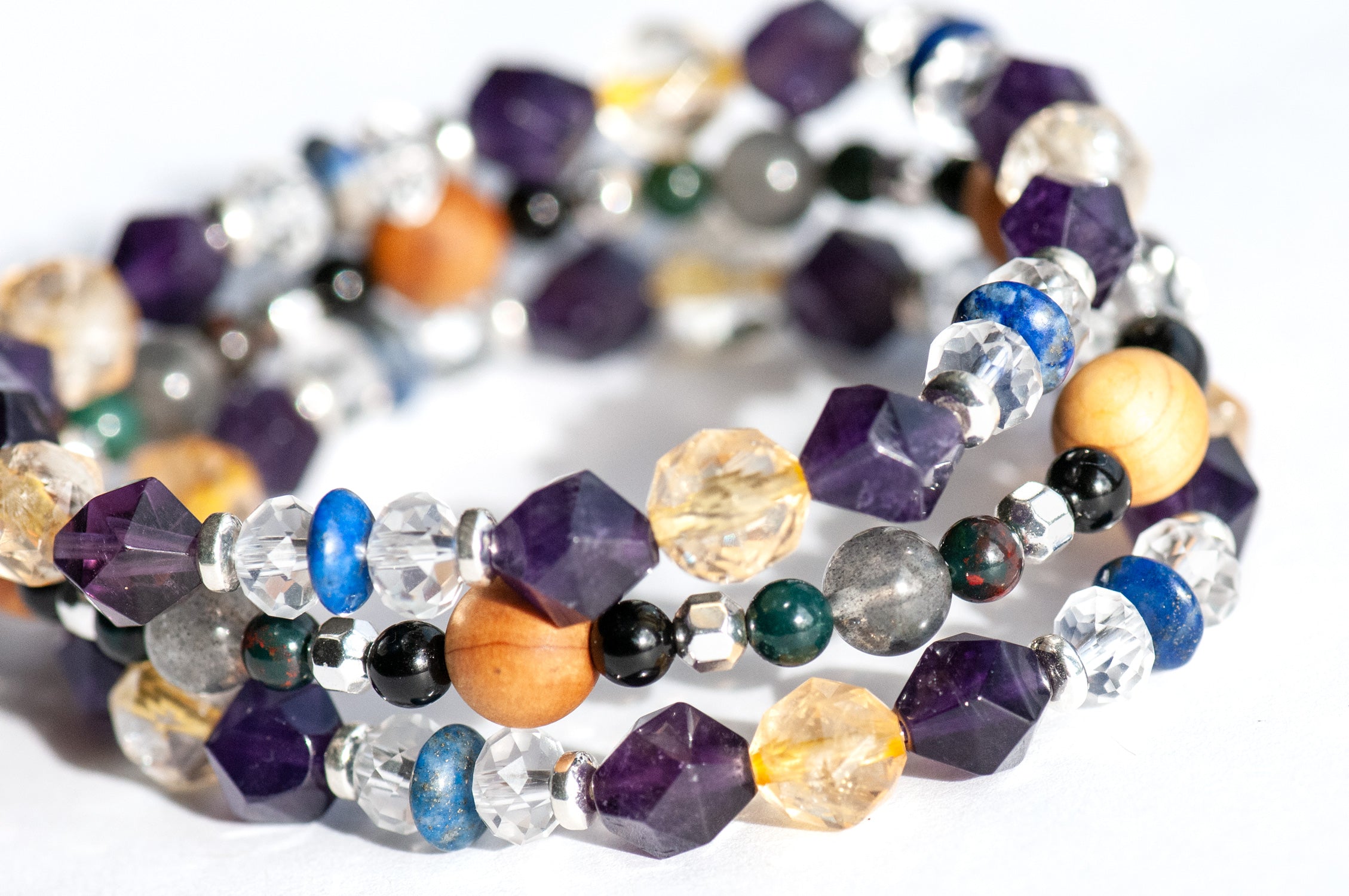 Labradorite and Bloodstone details on Winter Solstice gemstone bracelet