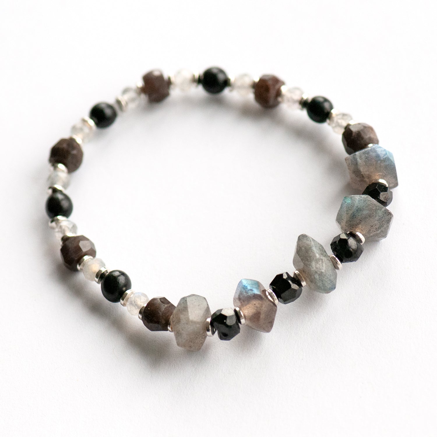 Labradorite and spinel Allyship bracelet handmade in Canada