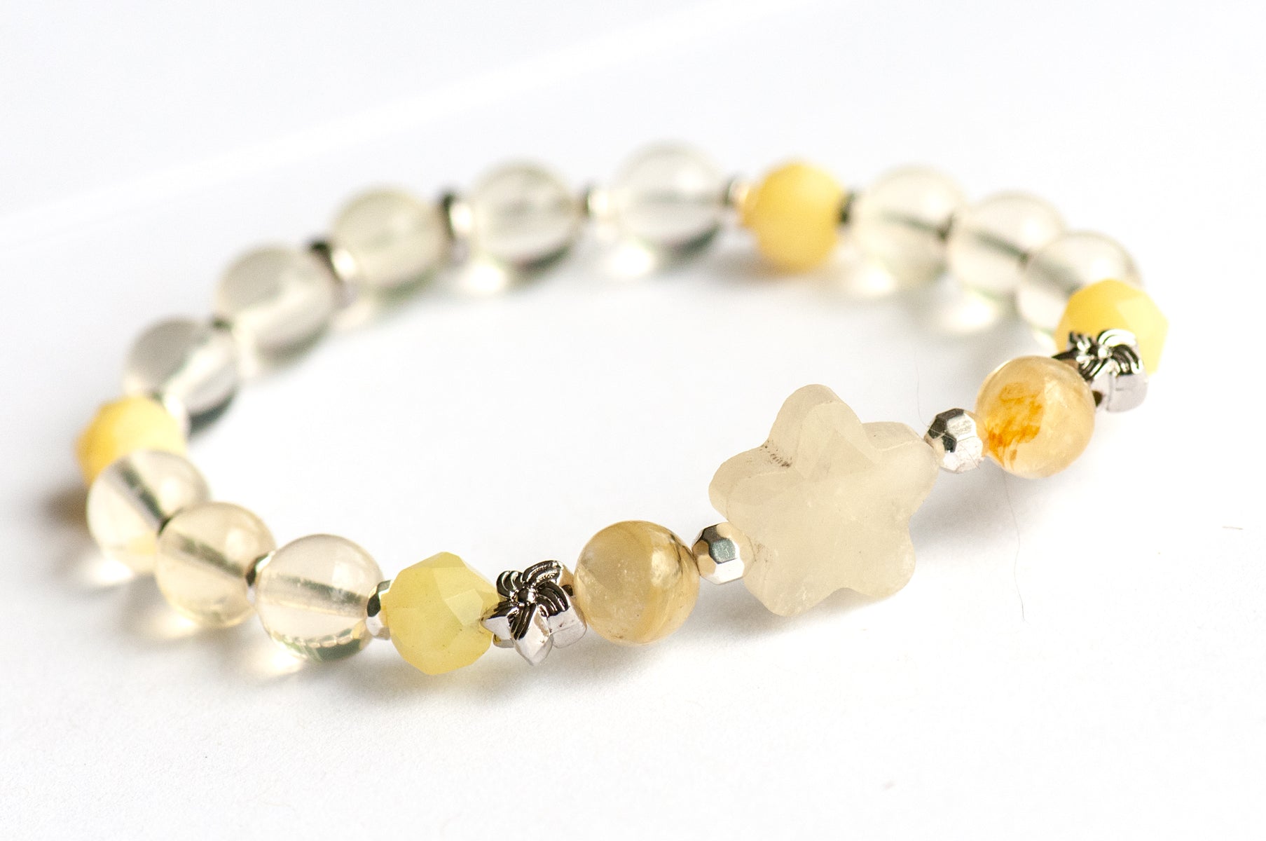 Narcissus Focal bracelet Lemon Quartz, Lepidolite celebrate December's birth flower — radiant hope and light through the darkest days of winter.