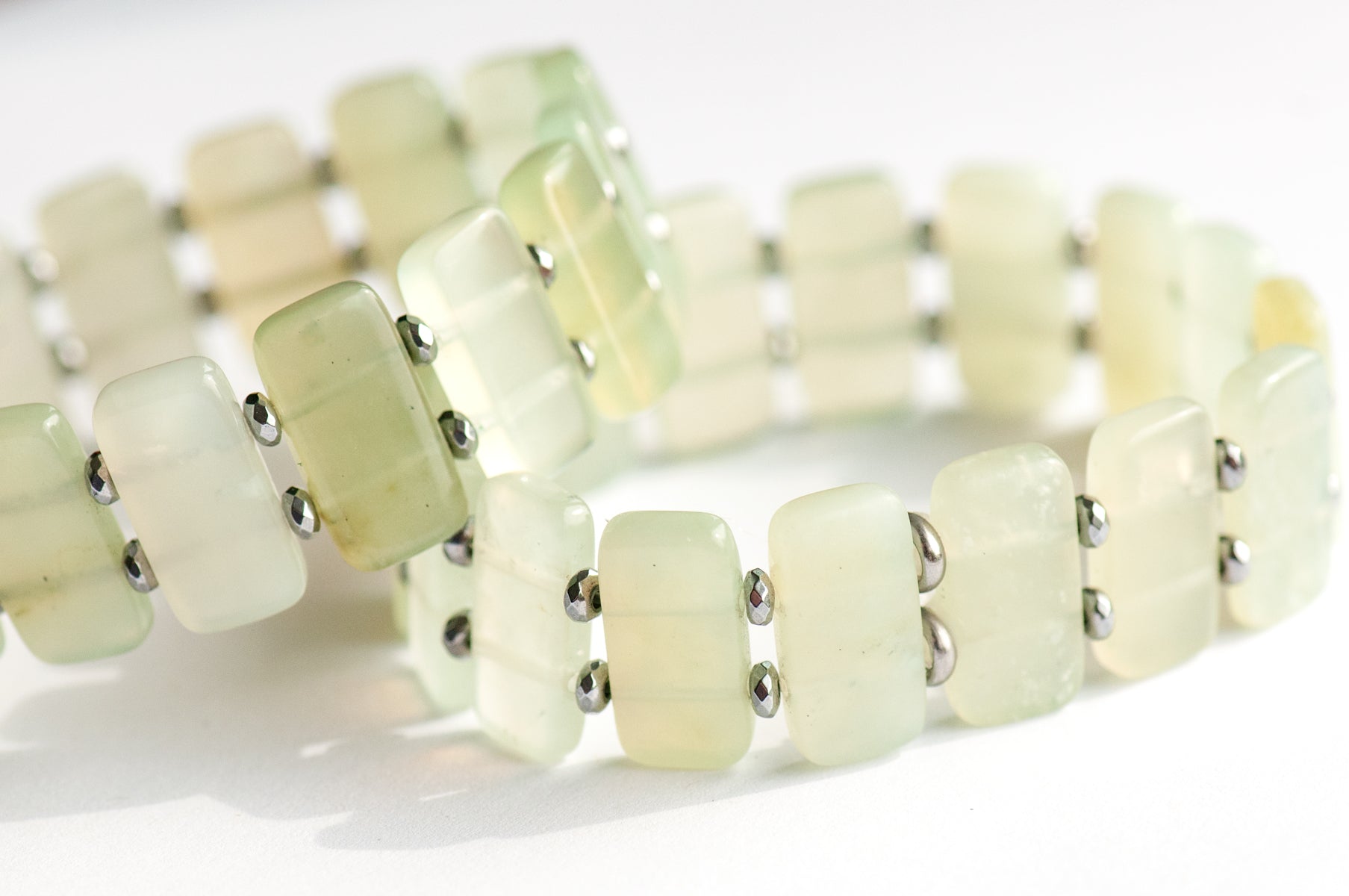 New Jade (serpentine) translucent yellow-green gemstone cuff bracelet handmade in New Brunswick Canada