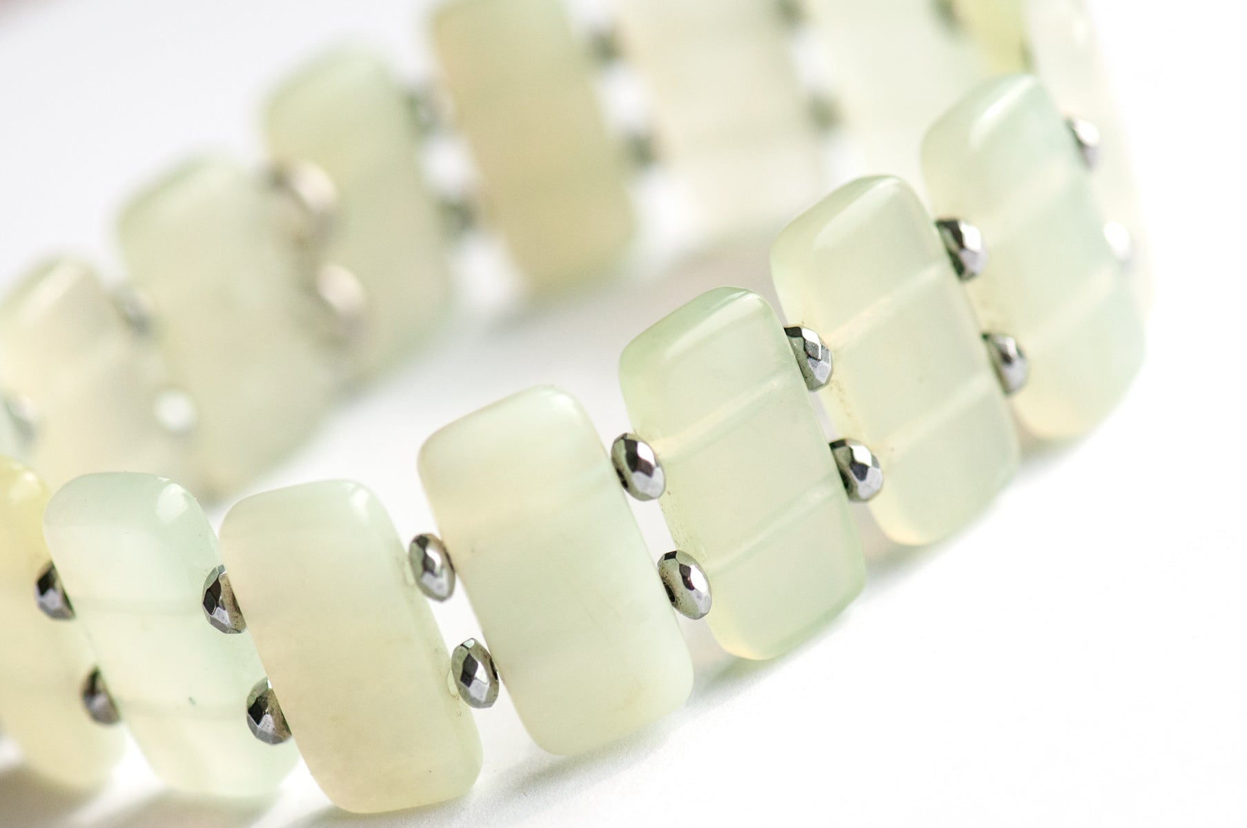 New Jade (serpentine) translucent yellow-green gemstone cuff bracelet handmade in New Brunswick Canada