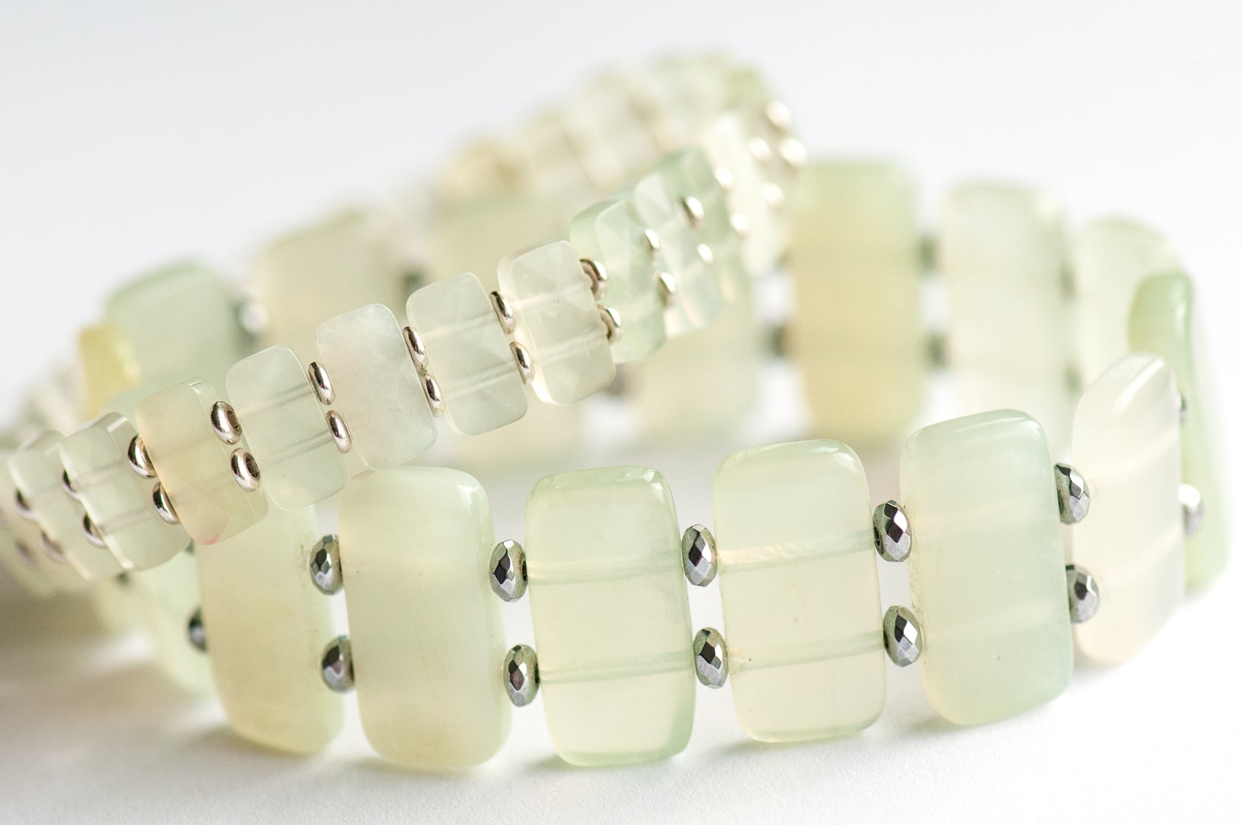 2 New Jade (serpentine) translucent yellow-green gemstone cuff bracelets handmade in New Brunswick Canada