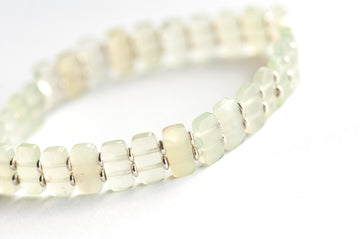 Delicately faceted Serpentine 'New Jade' cuff bracelet with light-catching sparkle. Handcrafted, ethically sourced gemstone jewellery from New Brunswick, Canada.
