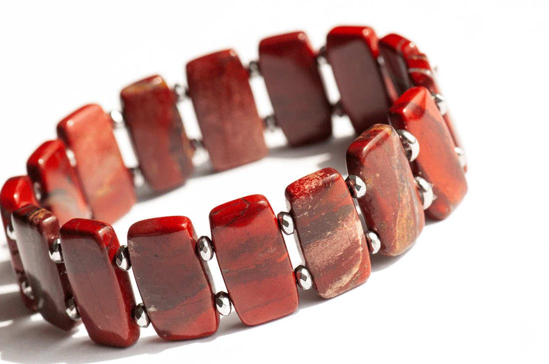 Apple Jasper gemstone cuff bracelet