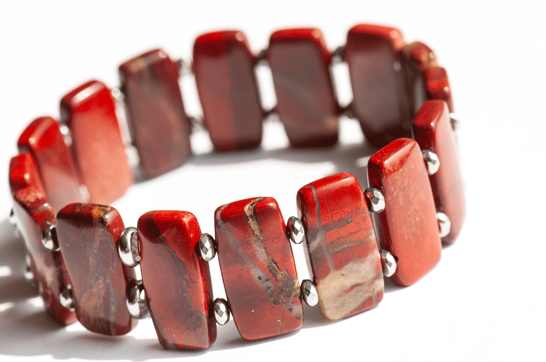 Apple Jasper gemstone cuff bracelet