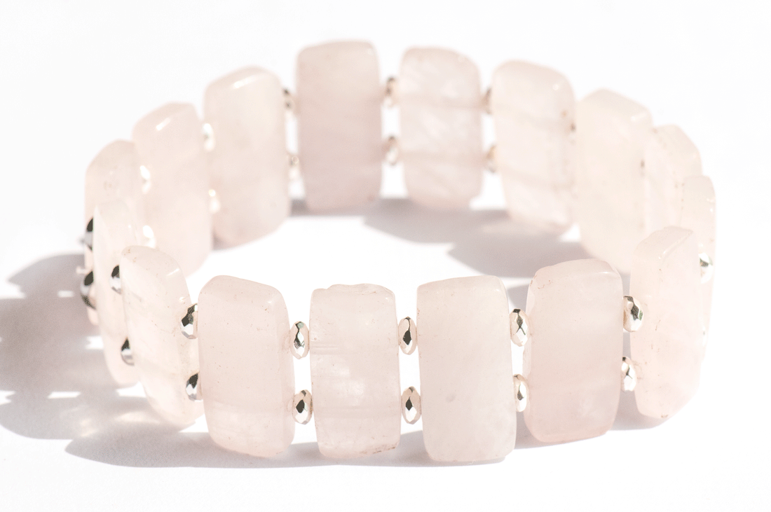 Rose Quartz gemstone cuff bracelet