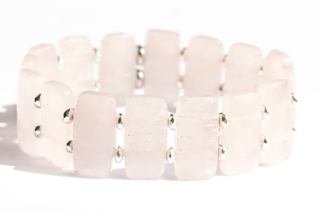 Rose Quartz gemstone cuff bracelet