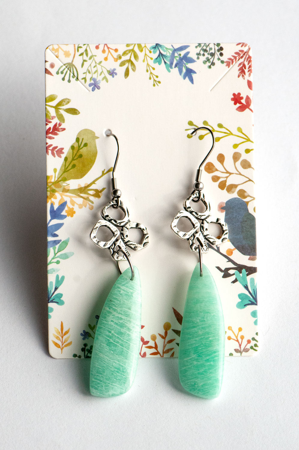 Limited-edition Amazonite gemstone earrings from the Fierce Lynx Designs Stone Story collection