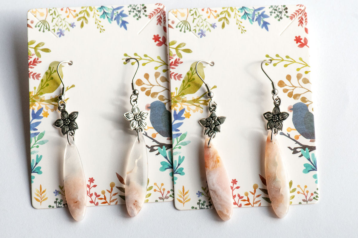 One-of-a-kind Cherry Blossom Agate gemstone earrings from the Fierce Lynx Designs Stone Story collection