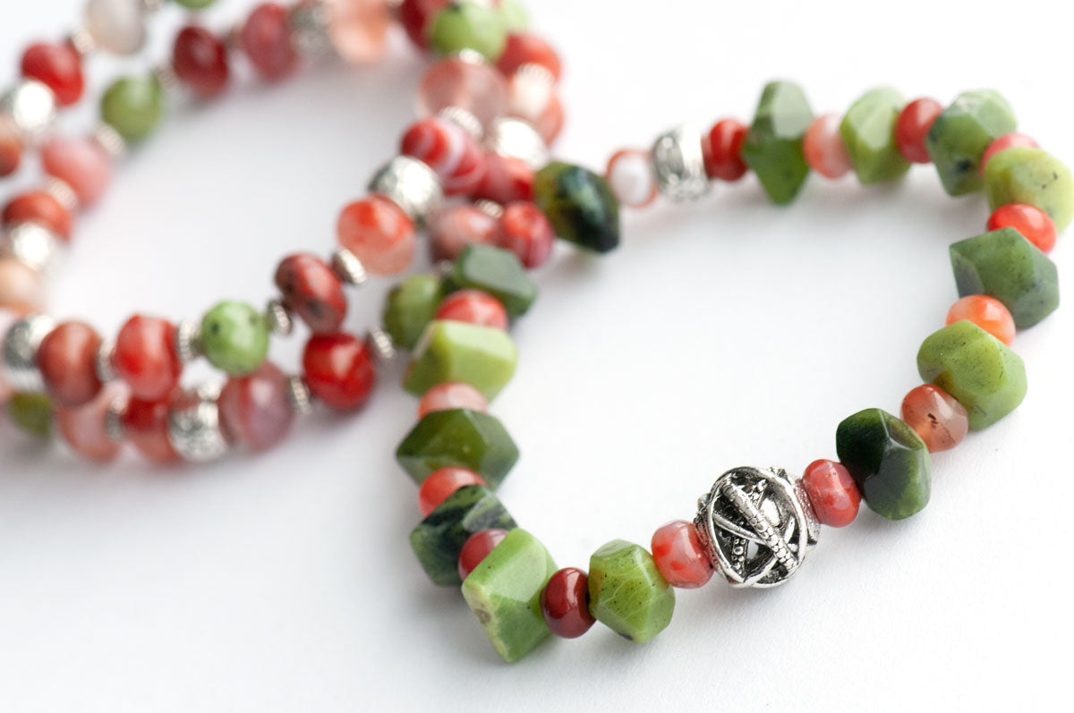 Canadian BC Jade and Carnelian bracelet set for sale